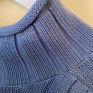 Field Gear Vtg Cotton Ribbed  Fisherman Heavy LS Mock Neck Sweater Blue LARGE